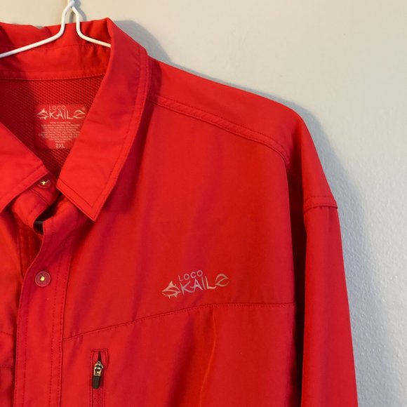 loco kaile 2xl Men’s Fishing Shirt Red Vented Long Sleeve - Picture 2 of 9